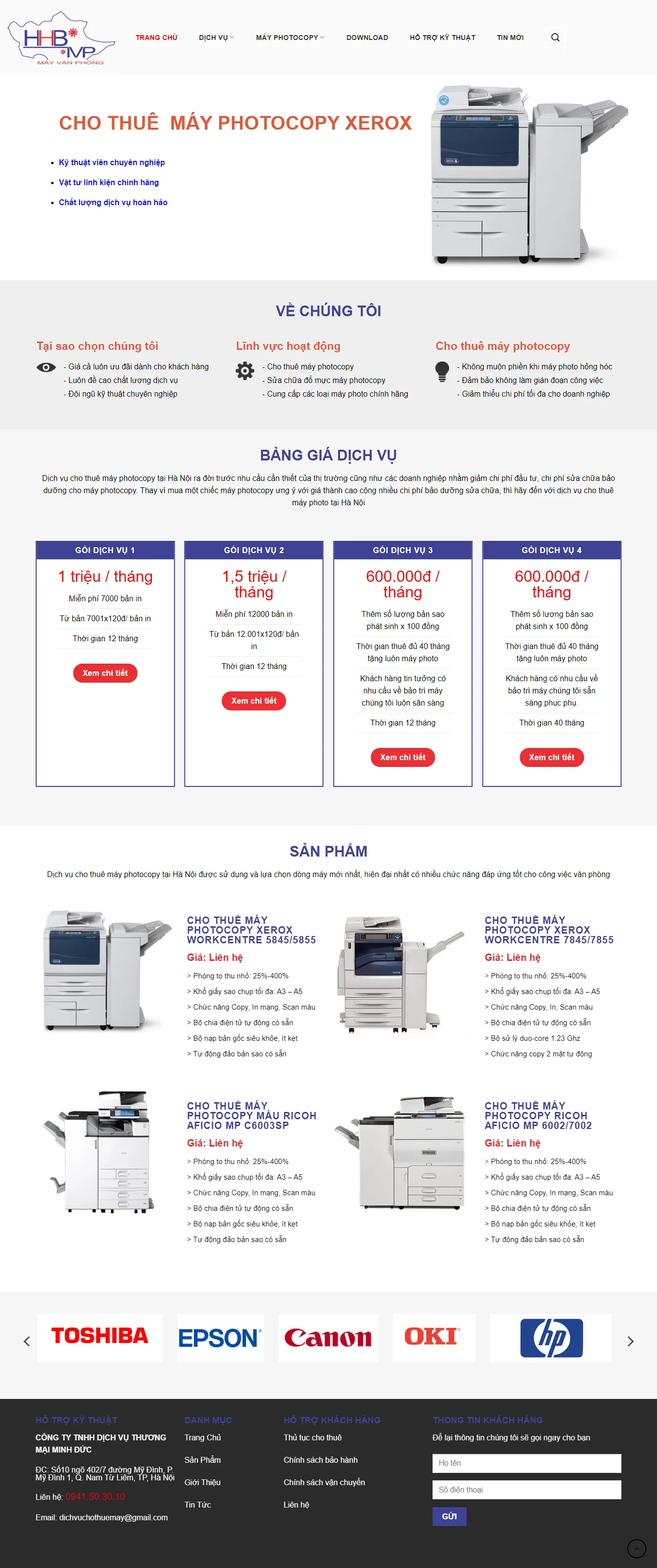 Thiết kế web cho thuê máy photo
