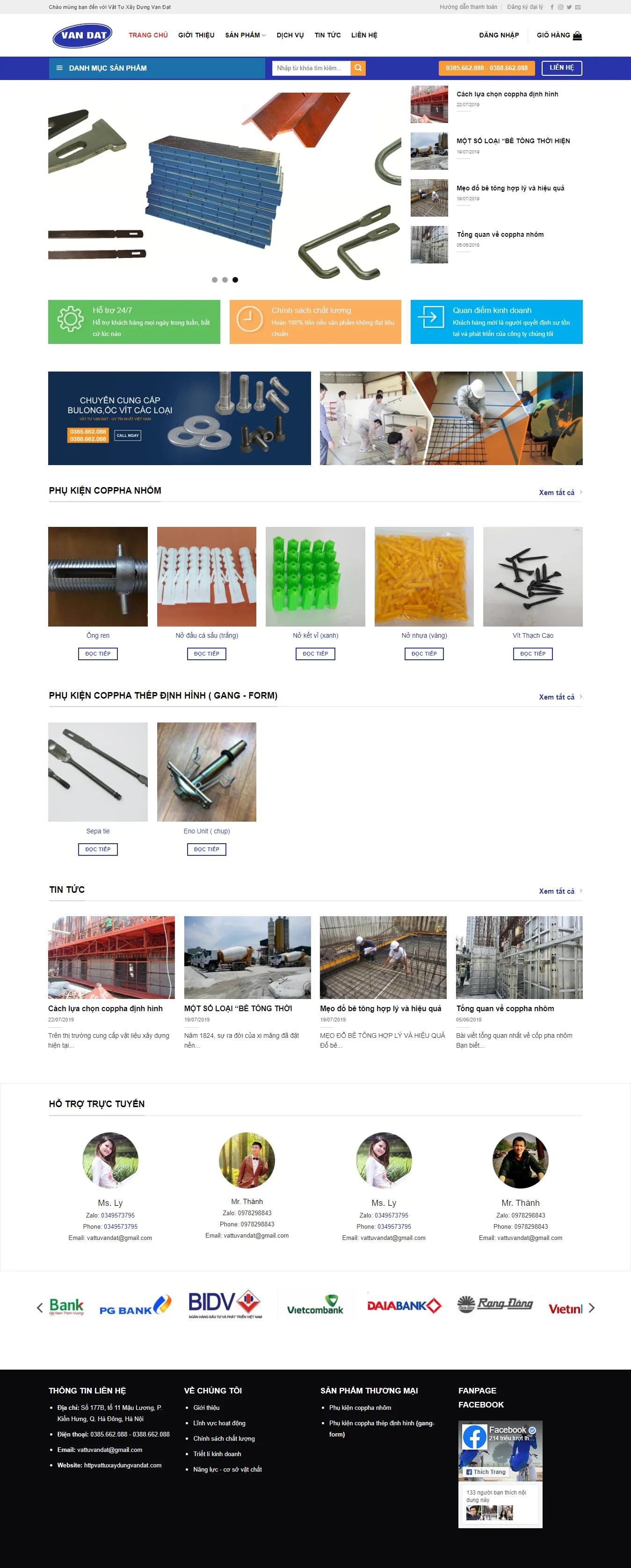 Thiết kế web Vật tư xây dựng Vạn Đạt