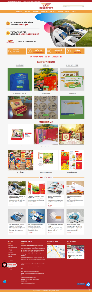 Web giới thiệu về dịch vụ in ấn phẩm & in bao bì