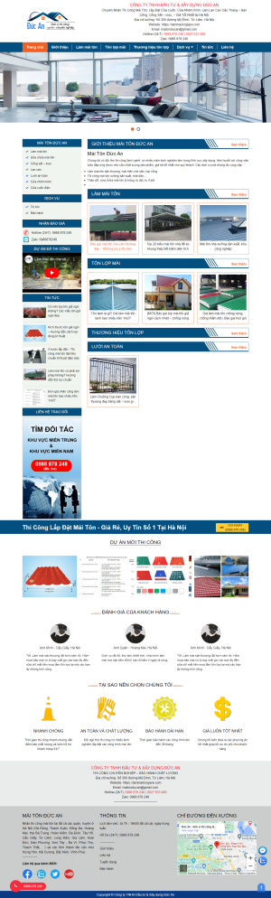 Web dịch vụ về làm mái tôn, thi công & sửa chữa