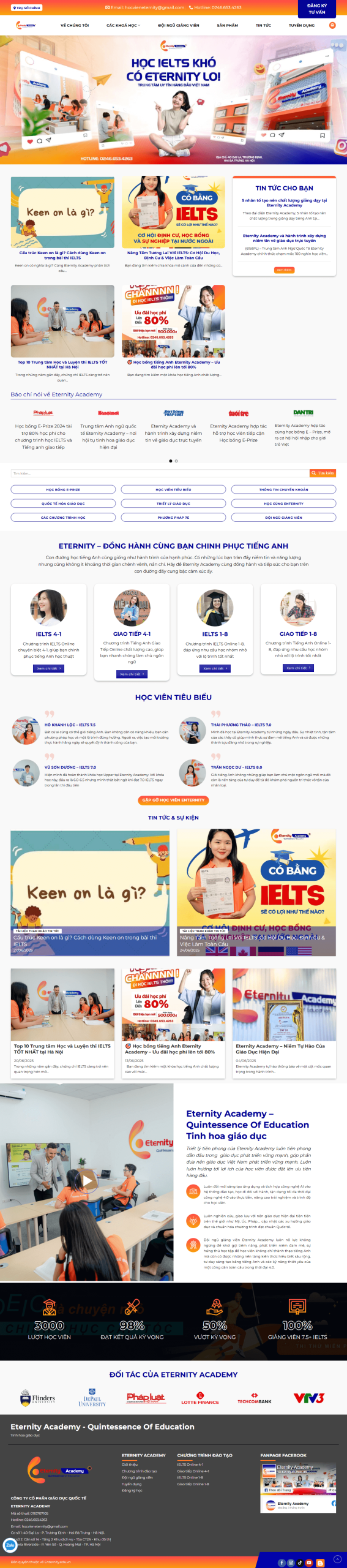 Web về Trung tâm Tiếng Anh
