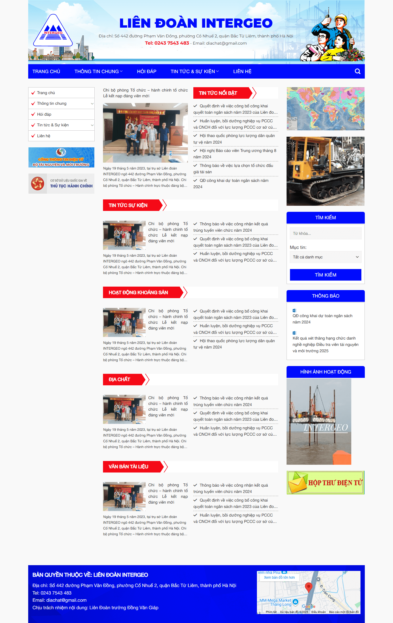 Web về Liên đoàn Địa chất