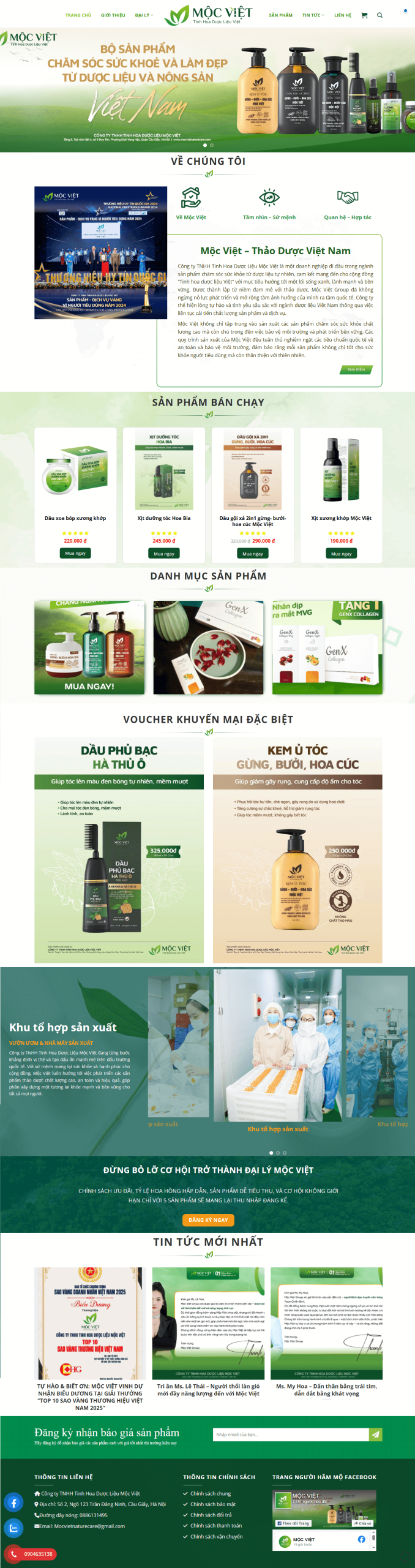 Thiết kế web dược mỹ phẩm - Mộc Việt Nature