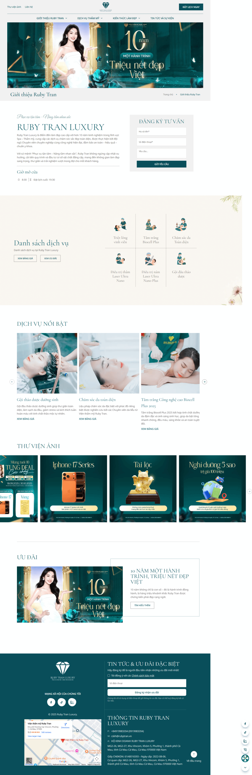 Web về Viện thẩm mỹ