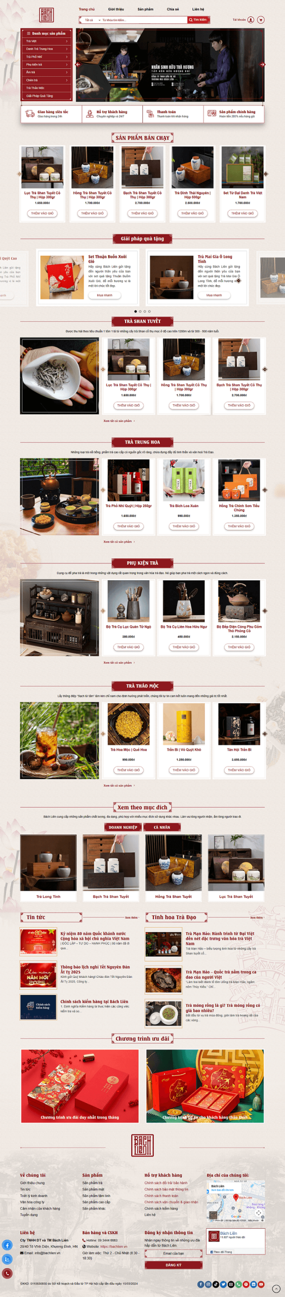 Web về Các sản phẩm Trà